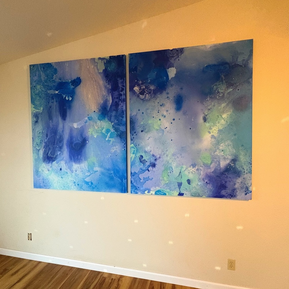 Abstract Blue and Purple Canvas Art
